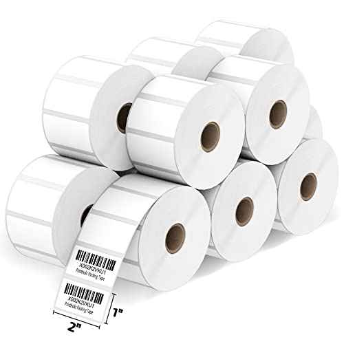 12 Rolls 2" x 1" Direct Thermal Labels for Barcodes Postage Address Shipping Labels Compatible with Rollo & Zebra Desktop Printers Adhesive - 1300 Labels/Roll