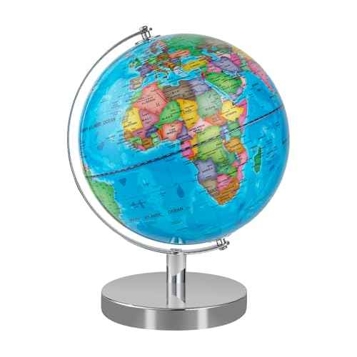 9'' Globe for Children World Globe with Stand Rewritable Easy-Read High Clear Map Earth Globes for Adults, Educational Interactive Globes for Kids Learning STEM Toy Present for 3+ Years Old