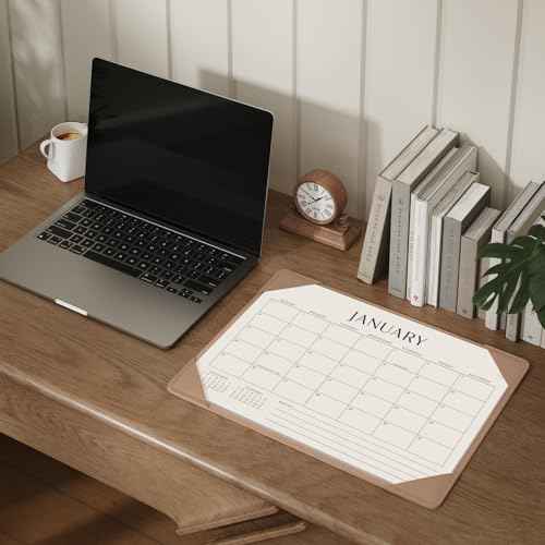 Jotsome Desk Calendar 2025-2026 with Desktop Mat, Desk Pad Calendar From Now to December 2026 14x10.5 inch, Desk Blotter Calendar for Home Office and School, Easy Planning, Apricot