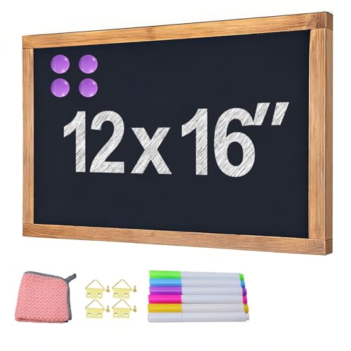 16'' x 12'' Magnetic Chalkboard with Rustic Wood Frame Wall Mount Multi-Purpose Sign for Menu Memo Doodle
