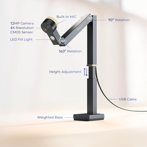CZUR Fancy S Pro 12MP USB Document Camera with 3-in-1 Scanner & Webcam