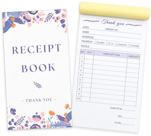 PINKEESEA 1 Pack Thank You Receipt Book with Carbon Copies for Small Businesses 50-Set