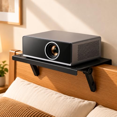 Zalumis Projector Shelf Stand 10.6x8 Inch No Drill Wall Mountable for Bed & Flat Surfaces