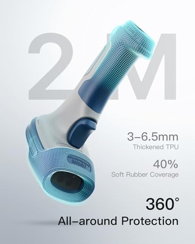 Inateck 2D Bluetooth Barcode Scanner - Wireless Handheld Scanner, Blue White