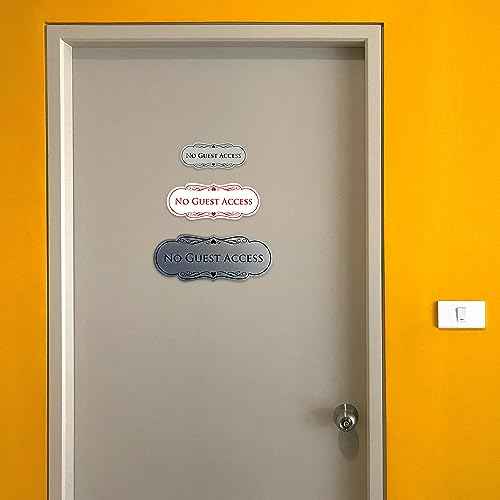 All Quality Designer No Guest Access Wall or Door Sign - Black/Gold - Medium (5 Pack)