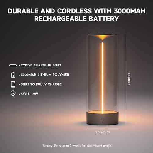 AUGE LIGHT Minimalist Desk Lamp Cordless Table Lamp LED Rechargeable Modern Nightstand Lights Dimmable with 3 Levels for Gaming, Home Office, Bedroom, Living Room, Kitchen, Bar
