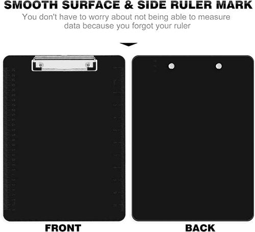 HERKKA 25 Pack Plastic Clipboards, Black, A4 Letter Size, 12.5 x 9 Inch