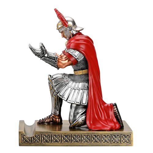 Centurion Cloak Warrior Knight Pen Holder Mobile Phone Stand Desk Organizers and Accessories as Gift for Office and Home (Silver)