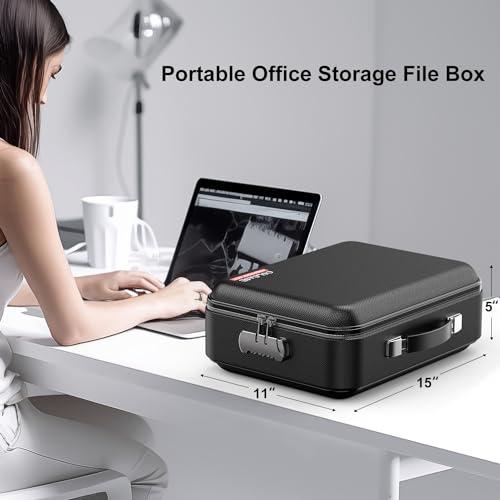 15x11x5 Inch Fireproof Document Box with Lock - Black, UL-94 VTM-0 Certified Safe Organizer