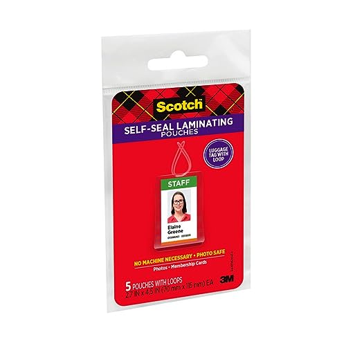 Scotch Self-Sealing Laminating Pouches, Bag Tags, 5-Pouches - 6 Pack