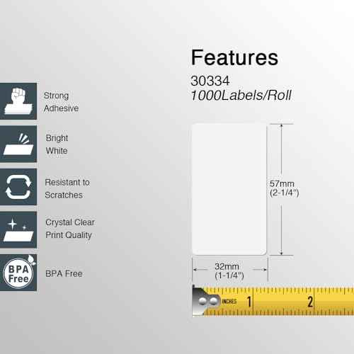 BETCKEY - Compatible DYMO 30334 (2.25" x 1.25" Removable) Medium Multipurpose Labels - Compatible with Rollo, DYMO Labelwriter 450, 4XL & Zebra Desktop Printers[10 Rolls/10000 Labels]