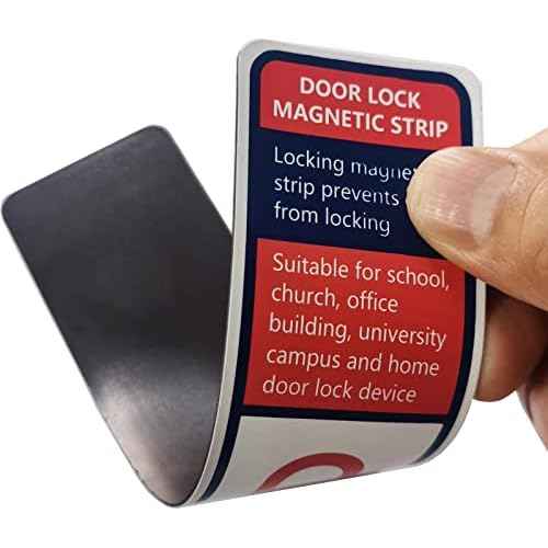 Lockdown Magnetic Strips Door Security Devices Thin Magnetic Strips School Office Emergency Easy Quick Lock Door Latch White Text Version (30)