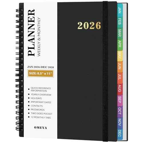 2026 Planner ? 2026 Planner Weekly and Monthly: Jan. 2026 - Dec. 2026, 8.5" x 11", 2026 Calendar Planner with Monthly Tabs, Flexible Cover, Thick Paper, Inner Pocket for School Office Supplies