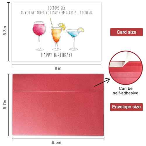 SuperShunhu Funny Wine Birthday Card for Him Her, Humorous Birthday Card for Wine Lover, Happy Birthday Card for Friend, Sarcastic Getting Older Card