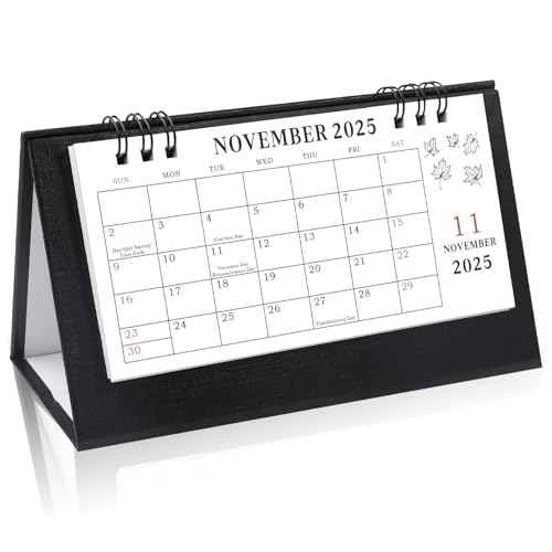 Gannyfer 2026 Desk Calendar, Small Standing Flip Desk Calendar 2026-2027, Use Now Until June 2027, 24-Month Mini Desktop Calendar for Home, School, Office (6.89" x 3.54" Black)