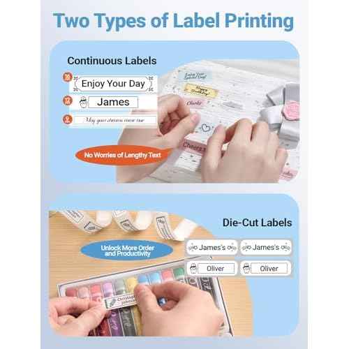 Makeid Label Makers, L1 Label Maker Machine, Portable Wireless Sticker Label Makers for Home, School, Office Use, Rechargeable Thermal Printer with Multiple Fonts, Templates - Blue, 203dpi