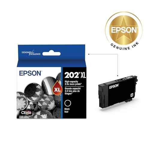 EPSON 202 Claria Ink High Capacity Black Cartridge (T202XL120-S) Works with WorkForce WF-2860, Expression XP-5100