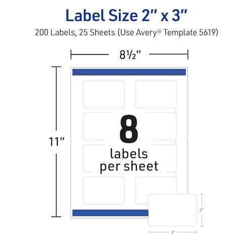 Avery Printable Rectangular Labels, Sure Feed Technology, 2" x 3", Matte White, Permanent Adhesive, Laser/Inkjet Printable, 200 Blank Labels, Great for Product Merchandising, Stickers, and More (5619)