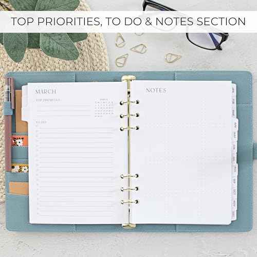 Beautiful 2026-2027 Monthly Planner Inserts for 6 Ring Binders ? Durable A5 Paper Refill Set 5.7" x 8.3" - Refills Incl. Tabs & Yearly, Monthly Calendar Spreads - From December 2025 - December 2027
