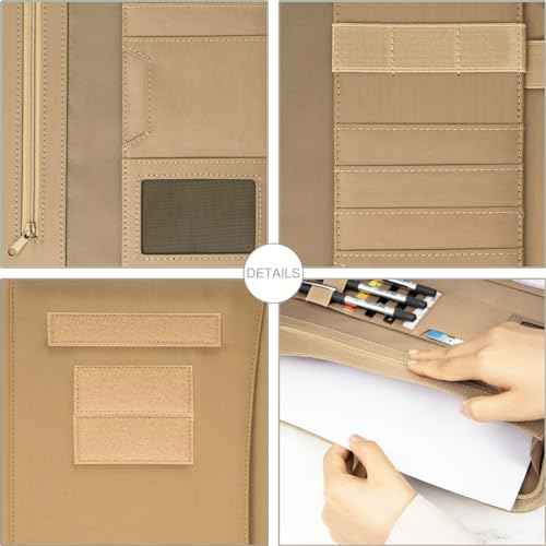 Military Zippered Padfolio and Tactical Notebook Cover with Legal Pad for A4 Folder, Large OCP Binder Planner for Men and Women - Army Leaders Book Organizer(Coyote)