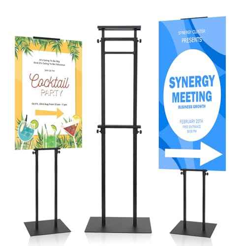 Poster Stand - Poster Board Stand for Display, Heavy Duty Floor Standing Sign Holder with Non-Slip Base, Adjustable Poster Stand Height Up to 78 inch, Double-Sided for Board & Foam Sign (1 Pack)