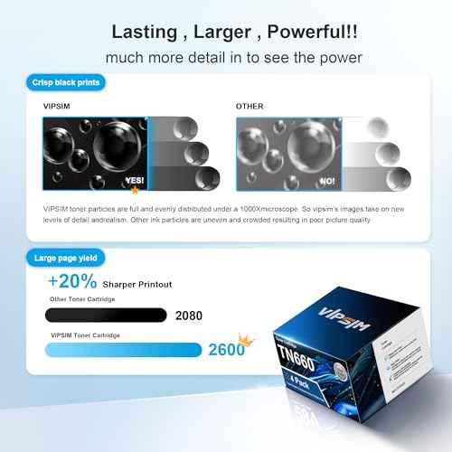 TN660 Toner Cartridge Brother Printer - Replacement with Brother TN 660 TN-660 TN630 High Yield to use with HL-L2380DW HL-L2320D HL-L2340DW DCP-L2540DW MFC-L2700DW MFC-L2720DW Printer (Black, 4 Pack)