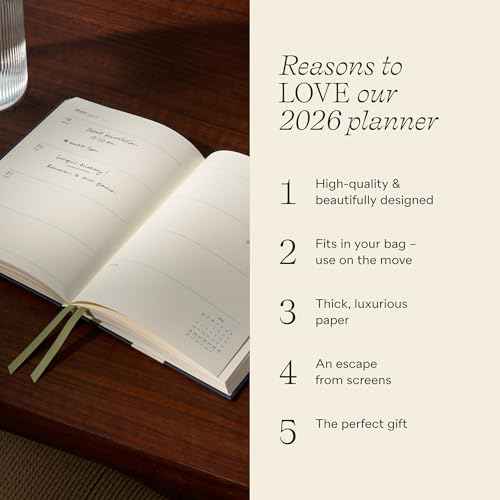 Papier Joy 2026 Year Planner - Navy Blue Hardback | Full Calendar Year | Month View & Week View | Quality Paper | Day Diary Or Organizer For Appointments, Dates, Memos | Personal & Business Use