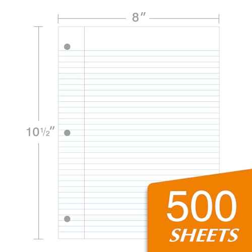 Kaisa3 Pack Notebook Paper College Ruled 3-Hole Punched Loose Leaf Paper 8x10.5 Lined Paper College Ruled Filler Paper for 3-Ring Binder Paper 150 Sheets/Pack (3 Pack-college) F15001C-3pk