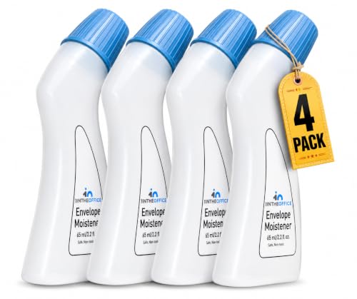4-Pack Envelope Moistener with Adhesive Squeeze Bottles 2 oz - Office Mailing Supplies