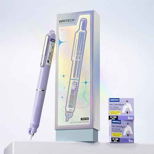 WRITECH Retractable Fountain Pen Set: Fine Nib Black Ink Premium Gift Box Includes 10 Cartridges, Perfect for Graduation Anniversaries Birthdays