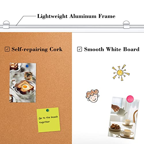 24x18 Whiteboard Corkboard Combo Set - Magnetic Dry Erase & Natural Cork Surface