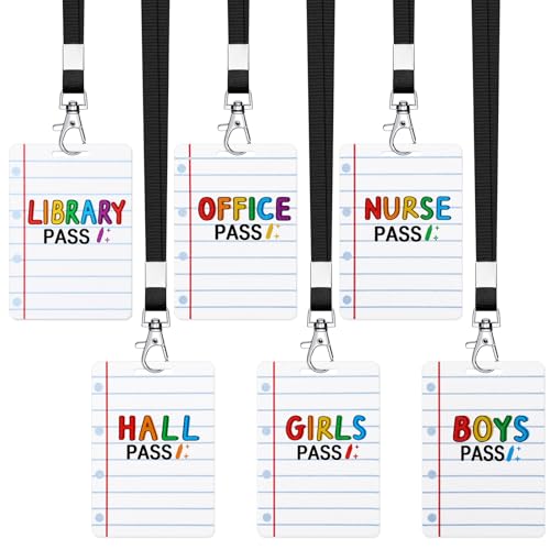 Sabary 6 Sets Wooden Hall Pass Lanyard School Passes Classroom Management
