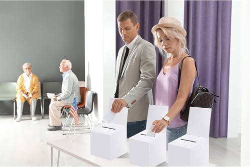 White 30 Pack Raffle Boxes with Slot & Removable Header – 6x6x6 Inch Cardboard Suggestion & Voting Box Set