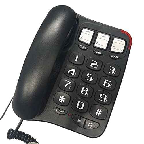 Large Button Phone for Seniors, Loud Ringer, One-Touch Dialing. Amplified Corded Phone with Speakerphone for Elderly Home Landline Phones, No Need to use Batteries.¡¦ (Black)