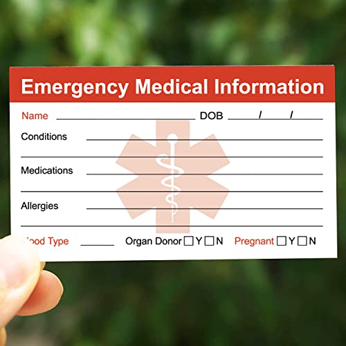 Emergency Medical Information Card Pack of 5 – Personal Health ID Wallet Cards