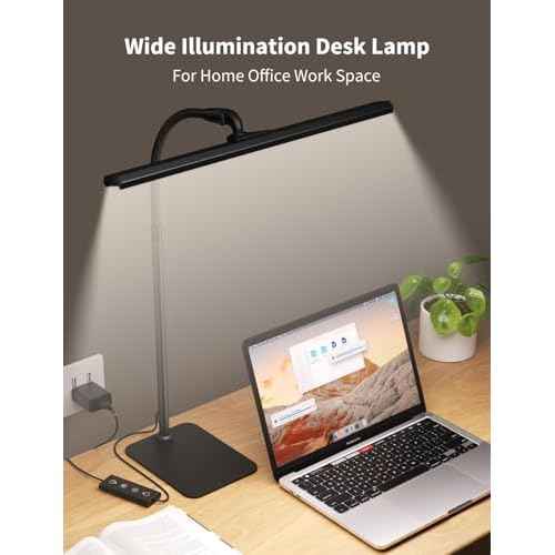 Kary LED Desk Lamps for Home Office, Tall Desk Light with Base, Flexible Gosseneck Adjustable Height 5-Level Dimmable Brightness & Color, Architect Lamp for Working,Reading,Crafting,Study