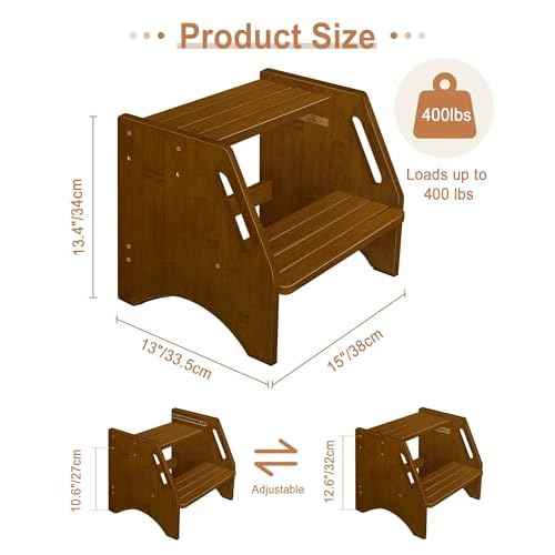 Step Stool, Bed Step Stool Height-Adjustable for Adults Seniors with Safety Non-Slip Pads and Handles, 400 LBS Capacity for Bedroom Kitchen Bathroom Sink, or Bedside, Senior Support (White)