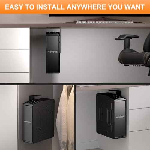 Gun Safe For Handgun, Biometric Slider Bedside Handgun Safe, Pistol Lock Case for Nightstand,Sliding Door Hand Gun Safe for Pistol -with 3 Quick Access Fingerprint, PIN Code, KEY