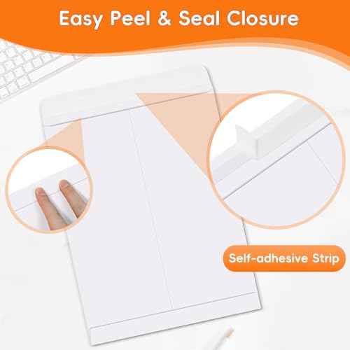 25 Pack Catalog Mailing Envelopes, 9 x 12 Inches Self-Seal White Manilla Envelopes for Mailing, Organize, storage, Home, Office Business