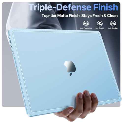 CrackGuard for MacBook Air 15 inch Case | M4 M3 M2 2025 2024 2023 | Anti-Crack Upgrade |100% Match Official Color | Hard Shell Laptop Cover | A3241 A3114 A2941 | Sky Blue Clear