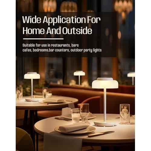 QiMH Battery Operated LED Table Lamp, 5000mAh Rechargeable Cordless Lamp, Stepless Dimmable Touch Control, Small Waterproof Desk Night Light for Living Room, Bedroom, Outdoor Bar (White)