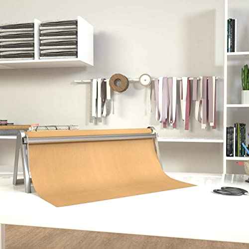 HFS(R) 18" Kraft Paper Roll Holder & Dispenser Carbon Steel Wall Mounted or Table Top with Cutter Bar Ideal for Cafe Artist Studio Office Kitchen