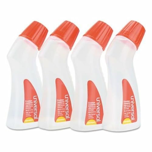 Universal 46065VP Envelope Moistener with Adhesive - 2.2 oz Clear Bottle, 4-Pack