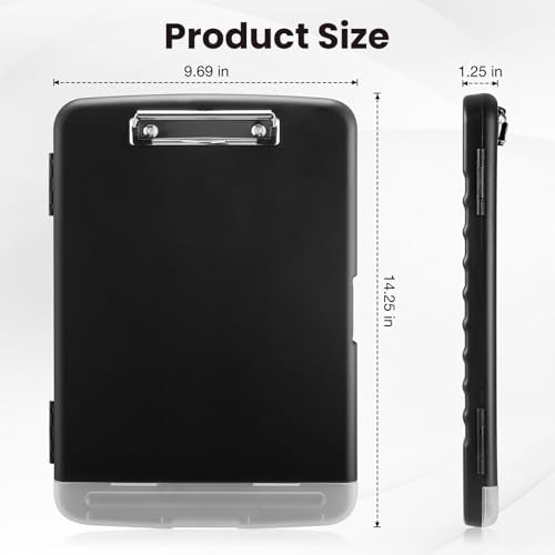 Black Sooez Clipboard with Storage & Pen Holder - High Capacity Letter & A4 Organizer