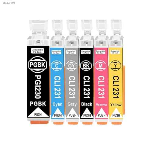 PGI-230 CLI-231 XXL Ink Cartridge Compatible 230 231 High Yield PGI230 CLI231 Ink Cartridge Replacement for PIXMA TS8820 Inkjet Printer(6-Pack,PGBK/BK/C/M/Y/GY)