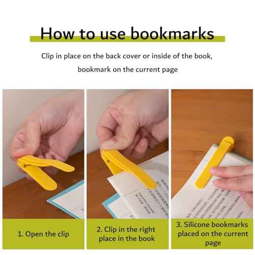 3pcs Silicone Automatic Bookmarks, Book Lovers Gifts for Reading Women, Men, Kids, Readers, Unique Cute Book Page Holder Accessories, Stay in Place and Follow as You Read