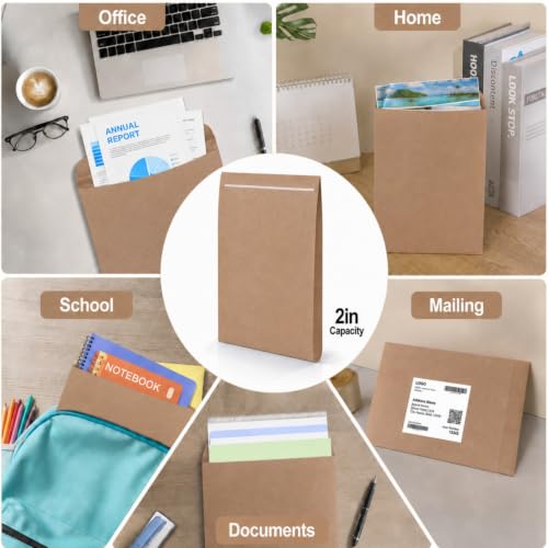Fullhawl 15 Pack 14x18x2in Large Expandable Manila Envelopes Brown 150gsm