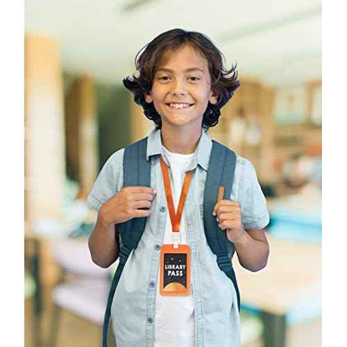 Fun-Plus Hall Pass Lanyards Unbreakable Plastic School Passes Set for Teachers and Classroom Supplies Including Hall Passes of Nurse, Restroom, Library, Office(6 Pack)