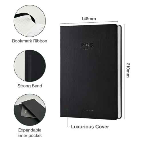 [ORODA] 2024 PDS (PLAN DO SEE) Diary, Weekly and Monthly Planner for Organization and Planning, 10 Minutes Time Block, Italian PU Hard Cover, 5.8¡± x 8.2¡±