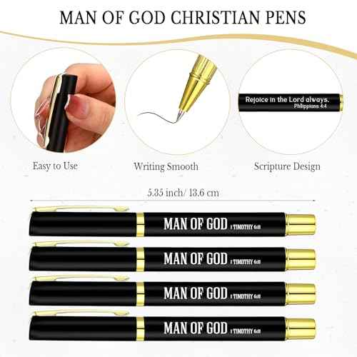 Spakon 40 Sets Fathers Day Christian Gifts Bulk Man of God Pen for Men Bible Verse Pens with Leather Pen Holder Sleeve Faith Based Gifts Baptism Church Party Favor for Dad Pastor
